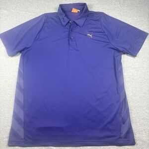 Puma Men's Golf Polo Blue Shirt Moisture Wicking Size Large